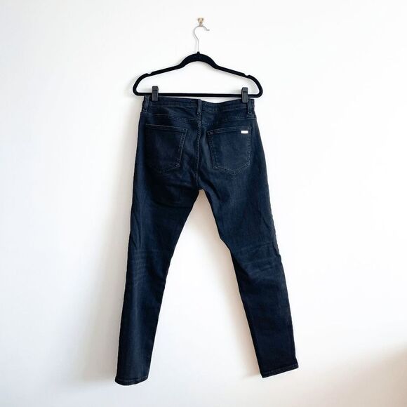 Zara Womens Button-Fly Mid Rise Classic Fit Dark Wash Black Denim Jeans Size 36 - Picture 3 of 10